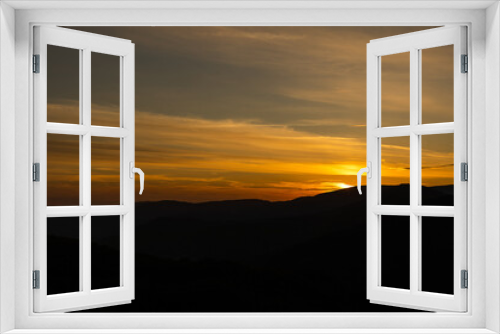 Fototapeta Naklejka Na Ścianę Okno 3D - Sunset in mountains in summer landscape