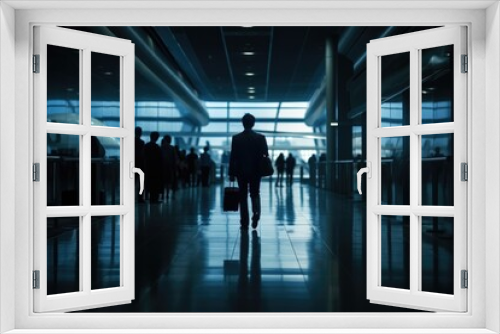 Silhouette of business people at the airport