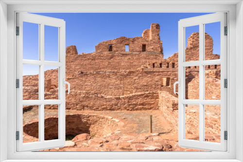 Fototapeta Naklejka Na Ścianę Okno 3D - Kiva and mission wall at Abo Ruins, Salinas Pueblo Missions National Monument, New Mexico