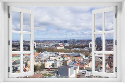 Fototapeta Naklejka Na Ścianę Okno 3D - Beautiful view of the city center near the Daugava River in Riga, Latvia