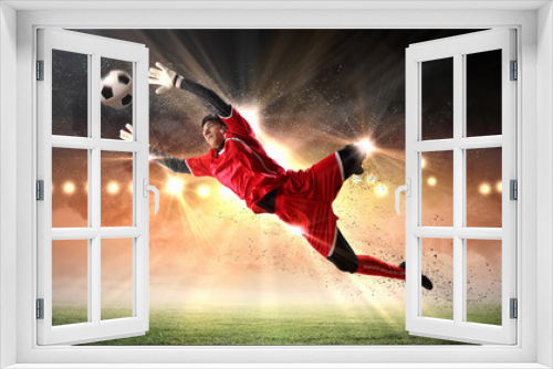 Fototapeta Naklejka Na Ścianę Okno 3D - Goalkeeper catches the ball