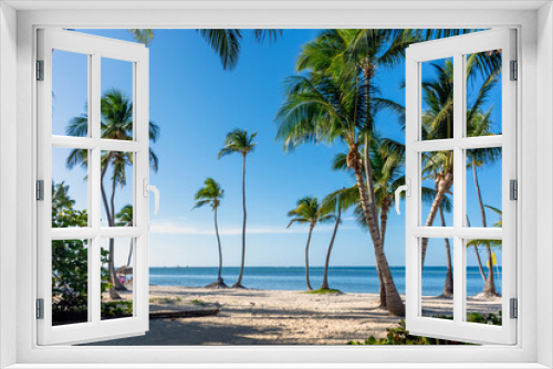 Fototapeta Naklejka Na Ścianę Okno 3D - Dominican Republic Punta Cana, beautiful Caribbean sea coast with turquoise water and palm trees