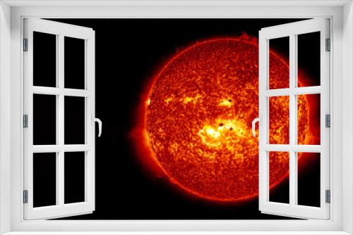 Fototapeta Naklejka Na Ścianę Okno 3D - The sun from outer space on a dark background. Elements of this image furnished NASA.