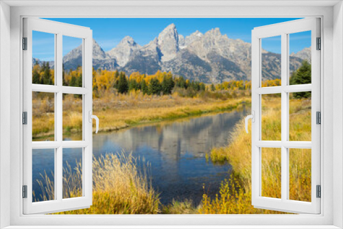 Fototapeta Naklejka Na Ścianę Okno 3D - Wyoming, Grand Teton National Park. Teton Range with Grand Teton and Snake River
