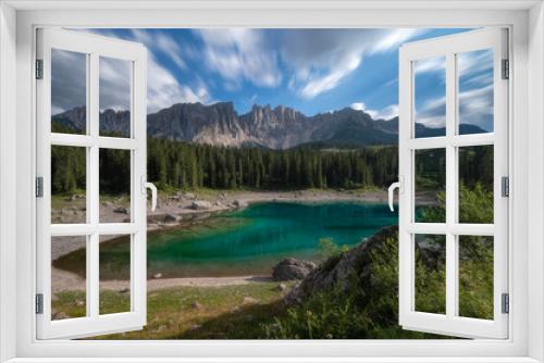 Fototapeta Naklejka Na Ścianę Okno 3D - Lake Karersee, Carezza with turquoise water, Dolomites, Italy 