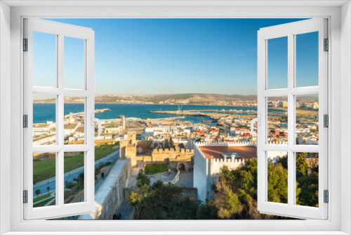 Fototapeta Naklejka Na Ścianę Okno 3D - Kasbah in Tangier with the harbor in the background, Tangier, Morocco