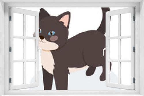 Fototapeta Naklejka Na Ścianę Okno 3D - Isometric black cat