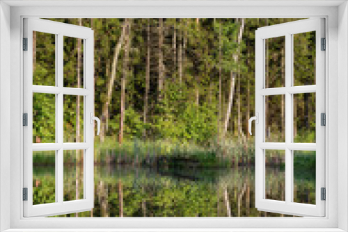 Fototapeta Naklejka Na Ścianę Okno 3D - Lake in the forest