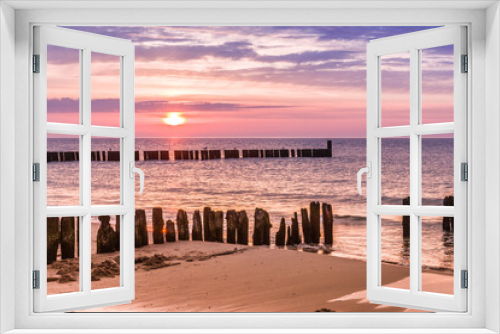 Fototapeta Naklejka Na Ścianę Okno 3D - Meer mit Sonnenuntergang