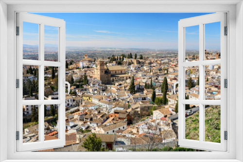Fototapeta Naklejka Na Ścianę Okno 3D - panoramic view on the city of Granada, with world heritage site of Alhambra and district of Albaycin and Sacromonte, Andalusia, Spain