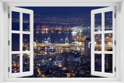 Fototapeta Naklejka Na Ścianę Okno 3D - View of evening Haifa city, Israel. Cityscape of Haifa port