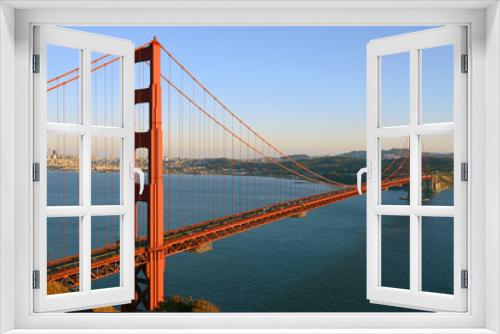 Fototapeta Naklejka Na Ścianę Okno 3D - San Francisco and Golden Gate Bridge from Marin Headlands. California, United States. Picturesque Autumn evening