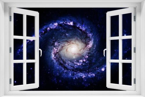 Fototapeta Naklejka Na Ścianę Okno 3D - A beautiful purple galaxy in dark space. Elements of this image furnished NASA.