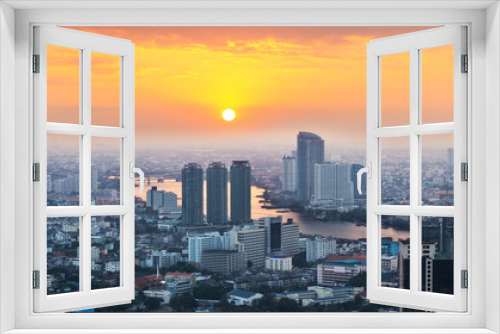 Fototapeta Naklejka Na Ścianę Okno 3D - Urban City Skyline, Bangkok, Thailand.