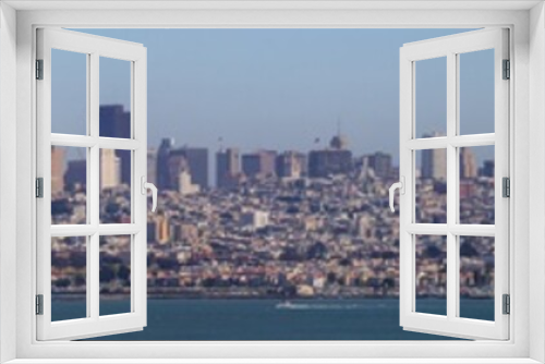 Evening panoramic view of San Francisco Bay and downtown, California