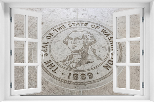Fototapeta Naklejka Na Ścianę Okno 3D - Close-up of The Seal of the State of Washington in Fort Bonifacio, Manila, Philippines