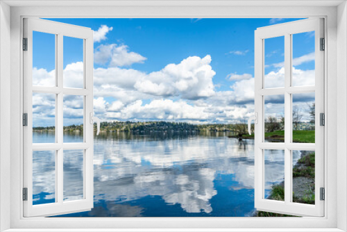 Fototapeta Naklejka Na Ścianę Okno 3D - Lake Clouds Reflection 2