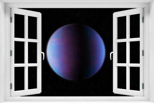 Fototapeta Naklejka Na Ścianę Okno 3D - Fantastic exoplanet, science fiction. Cosmos background. Alien planet has a solid surface. Distant world in purple tones.