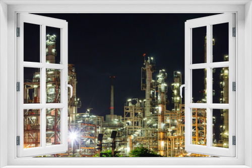 Fototapeta Naklejka Na Ścianę Okno 3D - Oil​ refinery​ plant and tower column of Petrochemistry industry in tank oil​ and​ gas​ ​industrial with​ cloud​