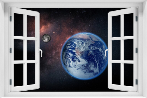 Fototapeta Naklejka Na Ścianę Okno 3D - Space and planet Earth. Sphere of planet Earth and cloud, People's life. Solar system element. Elements of this image furnished by NASAb