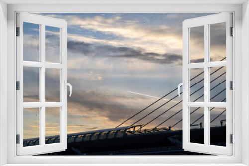 Fototapeta Naklejka Na Ścianę Okno 3D - suspension bridge at sunset
