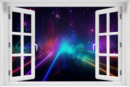 Vibrant Tech Background with artistic digital elements and shapes, perfect for modern and dynamic designs.Ai generated