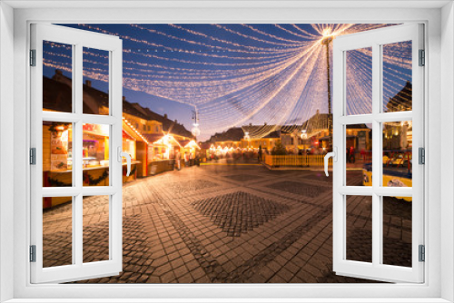 Fototapeta Naklejka Na Ścianę Okno 3D - Christmas Lights in the City