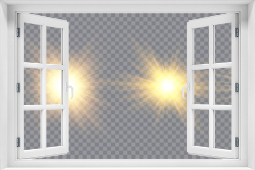 Fototapeta Naklejka Na Ścianę Okno 3D - Glow light effect set. Star burst with sparkles. Sun. Vector illustration.