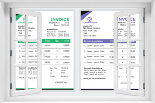 Business Minimal Corporate Invoice design template vector illustration bill form price . Creative template and stationery design payment agreement design template Cash Memo, Vector Quotation Design