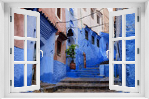 Fototapeta Naklejka Na Ścianę Okno 3D - Travel by Morocco. Street in medina of blue town Chefchaouen.