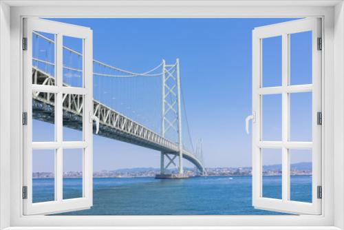 Fototapeta Naklejka Na Ścianę Okno 3D - 快晴の明石海峡大橋
