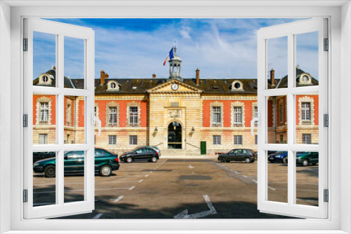 Fototapeta Naklejka Na Ścianę Okno 3D - Facade of the Town Hall of Rambouillet near Paris, Yvelines, France - Stone and bricks public building housing the local French government