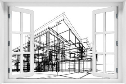 Fototapeta Naklejka Na Ścianę Okno 3D -  sketch of a house