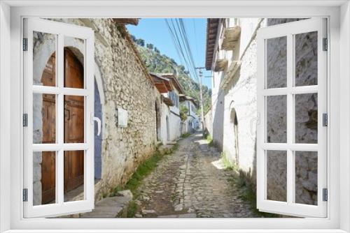 Fototapeta Naklejka Na Ścianę Okno 3D - Berat, known as the Town of a Thousand Windows, is a UNESCO World Heritage Site in central Albania