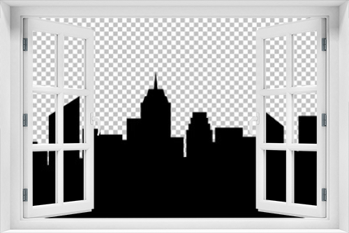 City skyline on transparent background in black colors. Vector Illustration.