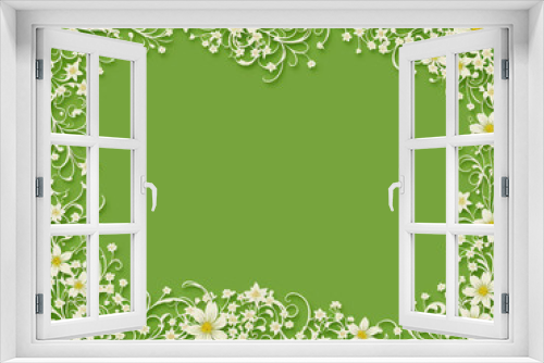 Fototapeta Naklejka Na Ścianę Okno 3D - green floral frame