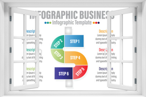 6 Step or Six option dollar Business data visualization. Abstract elements of graph, diagram with steps, options, parts or processes. business template for presentation