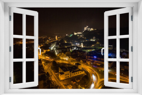 Fototapeta Naklejka Na Ścianę Okno 3D - Aerial night view of the city of Trencin in Slovakia