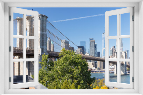 Fototapeta Naklejka Na Ścianę Okno 3D - Brooklyn bridge and Manhattan skyscrapers