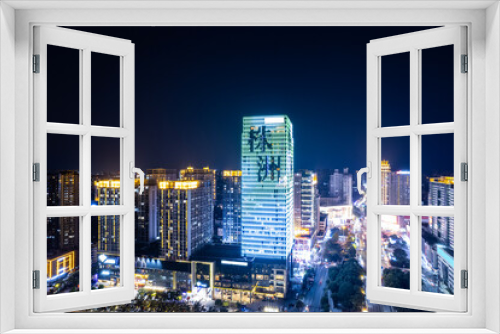 Fototapeta Naklejka Na Ścianę Okno 3D - Night view of Zhuzhou Central Square, Hunan Province, China