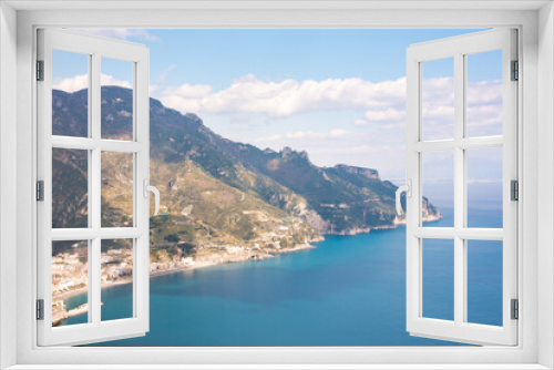 Fototapeta Naklejka Na Ścianę Okno 3D - Panoramic view of Amalfi sea coast in Italy. Mediterranean coastal landscape