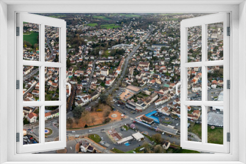 Fototapeta Naklejka Na Ścianę Okno 3D - Aerial view of the old town of Bellerive-sur-Allier in France on a sunny afternoon in spring.