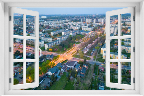 Fototapeta Naklejka Na Ścianę Okno 3D - View at Pabianice city from a drone	
