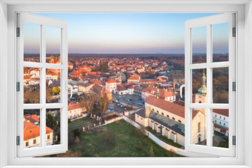 Fototapeta Naklejka Na Ścianę Okno 3D - Stara Boleslav Town with Basilica of Saint Wenceslas and Church of the Assumption of Mary, Czech Republic. Aerial view from drone.