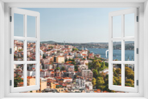 Fototapeta Naklejka Na Ścianę Okno 3D - A view of the city of Istanbul from the top of the Galata Tower, Turkey