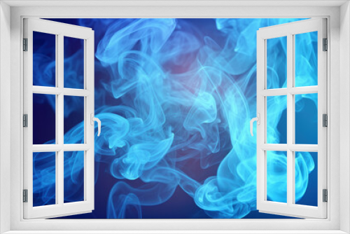 Blue abstract smoke on black background, AI Generated