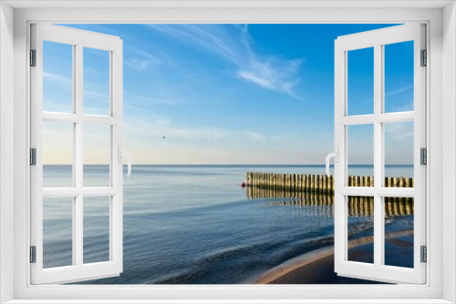 Fototapeta Naklejka Na Ścianę Okno 3D - Blue seascape, sea view, calm sea coastline