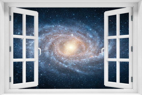 Fototapeta Naklejka Na Ścianę Okno 3D - View from space to a spiral galaxy and stars. Universe filled with stars, nebula and galaxy,. Elements of this image furnished by NASA.