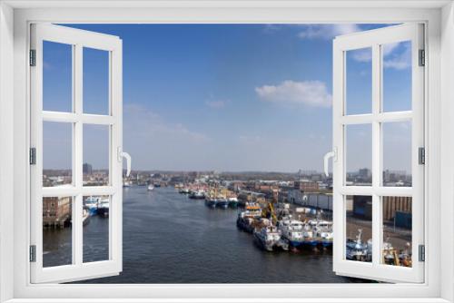 Fototapeta Naklejka Na Ścianę Okno 3D - Harbour of IJmuiden Netherlands. Ferry to England. Noordzeekanaal. Panorama. 