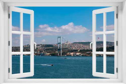 Fototapeta Naklejka Na Ścianę Okno 3D - Istanbul skyline. Bosphorus Bridge and Uskudar district from Besiktas